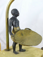 Load image into Gallery viewer, ANCIENNE LAMPE AFRICANISME BRONZE PERSONNAGE XIXème / ANTIQUE LAMP 19th
