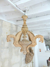 Load image into Gallery viewer, Large Antique Carved French Wood Gothic Chimera Chandelier 4 Lights Griffin 1900
