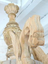 Load image into Gallery viewer, Large Antique Carved French Wood Gothic Chimera Chandelier 4 Lights Griffin 1900
