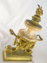 Load image into Gallery viewer, Ancienne Paire de Cassolettes XIXè Style LOUIS XVI Marbre et Bronze Doré 32cm
