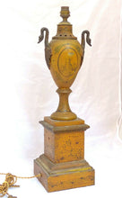 Load image into Gallery viewer, 21&quot; XL Large Antique French Painted Tole &amp; Bronze Swans Urn Empire style 19TH
