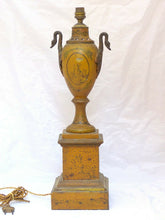 Load image into Gallery viewer, 21&quot; XL Large Antique French Painted Tole &amp; Bronze Swans Urn Empire style 19TH
