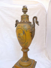 Load image into Gallery viewer, 21&quot; XL Large Antique French Painted Tole &amp; Bronze Swans Urn Empire style 19TH
