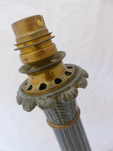 Load image into Gallery viewer, 18&quot; Large Antique French Painted Spelter Lamp Empire style 1900 Lion Tripod
