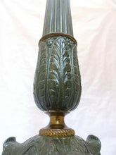 Load image into Gallery viewer, 18&quot; Large Antique French Painted Spelter Lamp Empire style 1900 Lion Tripod
