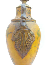 Load image into Gallery viewer, 21&quot; XL Large Antique French Painted Tole &amp; Bronze Swans Urn Empire style 19TH
