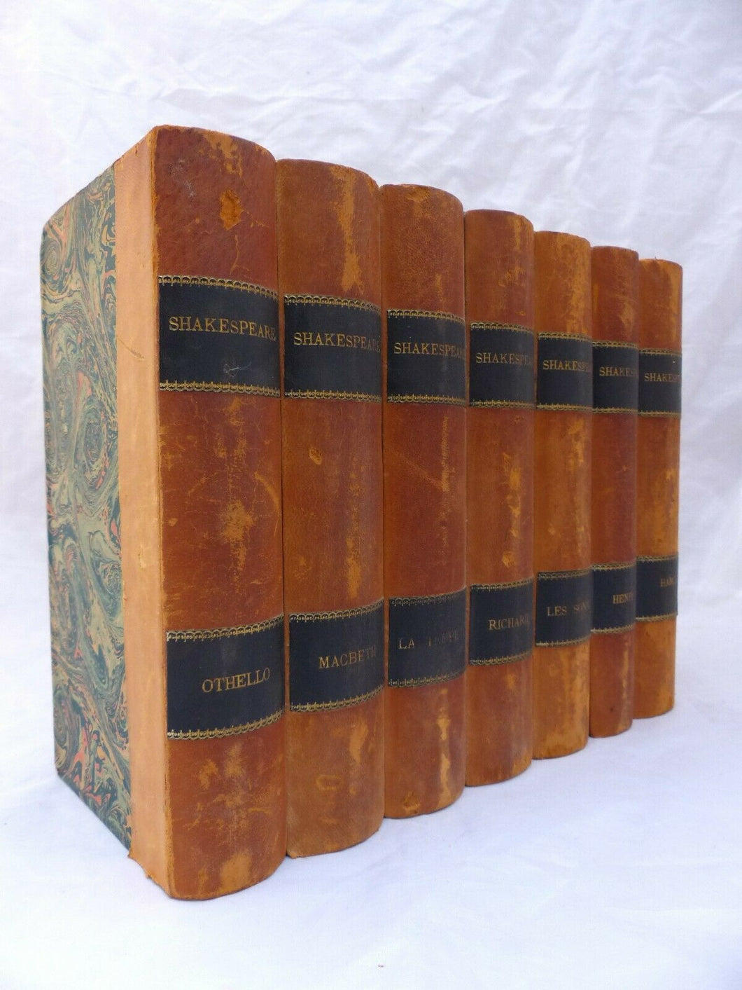 1930'S Antique French Faux Books Leather Wood Decoration Fake - Shakespeare - #1