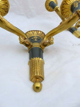 Load image into Gallery viewer, Antique PAIR French Empire Wall Light Sconce 2 Lights Torch Gilded Bronze 1930
