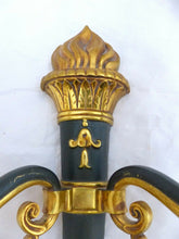 Load image into Gallery viewer, Antique PAIR French Empire Wall Light Sconce 2 Lights Torch Gilded Bronze 1930
