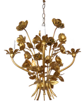 Load image into Gallery viewer, Gorgeous Gilded Chandelier Roses Ceiling 70&#39;s Regency Mid Century HANS KOGL sty.
