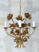 Load image into Gallery viewer, Gorgeous Gilded Chandelier Roses Ceiling 70&#39;s Regency Mid Century HANS KOGL sty.
