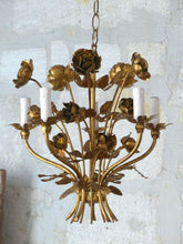 Load image into Gallery viewer, Gorgeous Gilded Chandelier Roses Ceiling 70&#39;s Regency Mid Century HANS KOGL sty.
