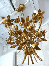 Load image into Gallery viewer, Gorgeous Gilded Chandelier Roses Ceiling 70&#39;s Regency Mid Century HANS KOGL sty.
