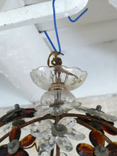 Load image into Gallery viewer, XXL 16&quot; RARE PAIR Ceiling Chandelier Prisms Flowers Maison Bagues Style 1930
