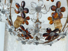 Load image into Gallery viewer, XXL 16&quot; RARE PAIR Ceiling Chandelier Prisms Flowers Maison Bagues Style 1930
