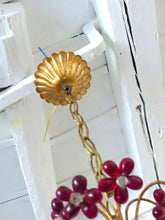 Load image into Gallery viewer, Gorgeous Vintage Macaroni Beaded Murano Drops Chandelier Italian Red Prism 1950
