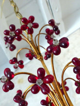 Load image into Gallery viewer, Gorgeous Vintage Macaroni Beaded Murano Drops Chandelier Italian Red Prism 1950
