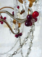 Load image into Gallery viewer, Gorgeous Vintage Macaroni Beaded Murano Drops Chandelier Italian Red Prism 1950
