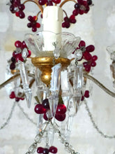 Load image into Gallery viewer, Gorgeous Vintage Macaroni Beaded Murano Drops Chandelier Italian Red Prism 1950
