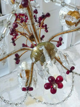 Load image into Gallery viewer, Gorgeous Vintage Macaroni Beaded Murano Drops Chandelier Italian Red Prism 1950
