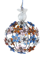 Load image into Gallery viewer, Gorgeous Vintage Ball Ceiling Chandelier Prisms Flowers Maison Bagues Style 1980
