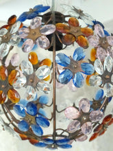 Load image into Gallery viewer, Gorgeous Vintage Ball Ceiling Chandelier Prisms Flowers Maison Bagues Style 1980
