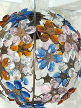 Load image into Gallery viewer, Gorgeous Vintage Ball Ceiling Chandelier Prisms Flowers Maison Bagues Style 1980
