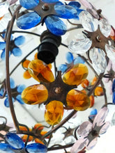 Load image into Gallery viewer, Gorgeous Vintage Ball Ceiling Chandelier Prisms Flowers Maison Bagues Style 1980
