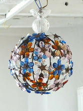 Load image into Gallery viewer, Gorgeous Vintage Ball Ceiling Chandelier Prisms Flowers Maison Bagues Style 1980
