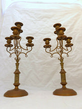 Load image into Gallery viewer, Gorgeous Antique Church Pair French Antique Candlestick Brass Candelabra 1900
