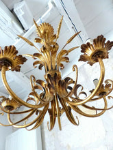 Load image into Gallery viewer, Gorgeous Gilded Chandelier Ceiling 70&#39;s Hollywood Regency Mid Century Wheat 5Lgt
