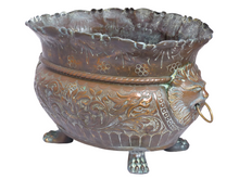 Load image into Gallery viewer, HUGE Antique French Jardiniere Brass Planter Face Lion Gothic 1890 Centerpiece
