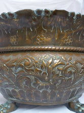 Load image into Gallery viewer, HUGE Antique French Jardiniere Brass Planter Face Lion Gothic 1890 Centerpiece
