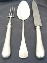 Load image into Gallery viewer, CHRISTOFLE Louis XVI Silverplated  3 pieces Serving &amp; Carving Set Medallion 19TH
