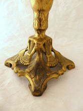 Load image into Gallery viewer, Late 19th ART NOUVEAU Centerpiece Tulip holder Pink Glass Gilded metal 3 Cornets
