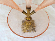 Load image into Gallery viewer, Late 19th ART NOUVEAU Centerpiece Tulip holder Pink Glass Gilded metal 3 Cornets
