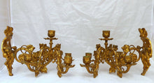 Load image into Gallery viewer, Rare Antique FRENCH Pair Gilded Bronze Wall Light Sconce Candlestick 19TH Church
