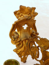 Load image into Gallery viewer, Rare Antique FRENCH Pair Gilded Bronze Wall Light Sconce Candlestick 19TH Church
