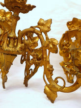 Load image into Gallery viewer, Rare Antique FRENCH Pair Gilded Bronze Wall Light Sconce Candlestick 19TH Church
