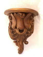 Load image into Gallery viewer, RARE Pair Huge 13&quot; Walnut Wood Carved Wall Console French Church Rococo Shell
