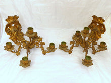 Load image into Gallery viewer, Rare Antique FRENCH Pair Gilded Bronze Wall Light Sconce Candlestick 19TH Church
