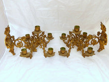 Load image into Gallery viewer, Rare Antique FRENCH Pair Gilded Bronze Wall Light Sconce Candlestick 19TH Church
