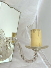 Load image into Gallery viewer, Antique Pair Italian Sconces Wall Light Murano Mirror 1930 Venitian Blown Glass
