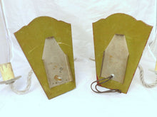 Load image into Gallery viewer, Antique Pair Italian Sconces Wall Light Murano Mirror 1930 Venitian Blown Glass
