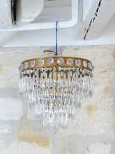 Load image into Gallery viewer, 1920 Gorgeous French Cut Crystal Prisms Brass Ceiling Empire Rare Chandelier
