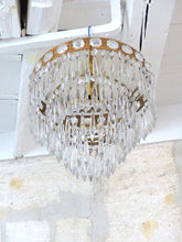 Load image into Gallery viewer, 1920 Gorgeous French Cut Crystal Prisms Brass Ceiling Empire Rare Chandelier
