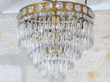 Load image into Gallery viewer, 1920 Gorgeous French Cut Crystal Prisms Brass Ceiling Empire Rare Chandelier
