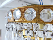 Load image into Gallery viewer, 1920 Gorgeous French Cut Crystal Prisms Brass Ceiling Empire Rare Chandelier
