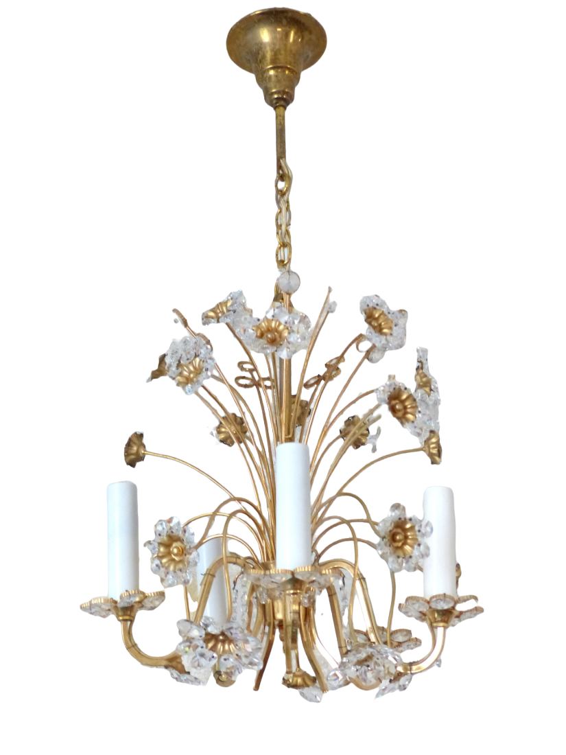 PALWA Palmer & Walter Ceiling Light Hollywood Regency Mid Century Chandelier 70'