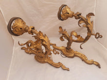 Load image into Gallery viewer, XL Large Antique PAIR French Gilt Bronze Rococo 19TH Wall Light Sconce Louis XV
